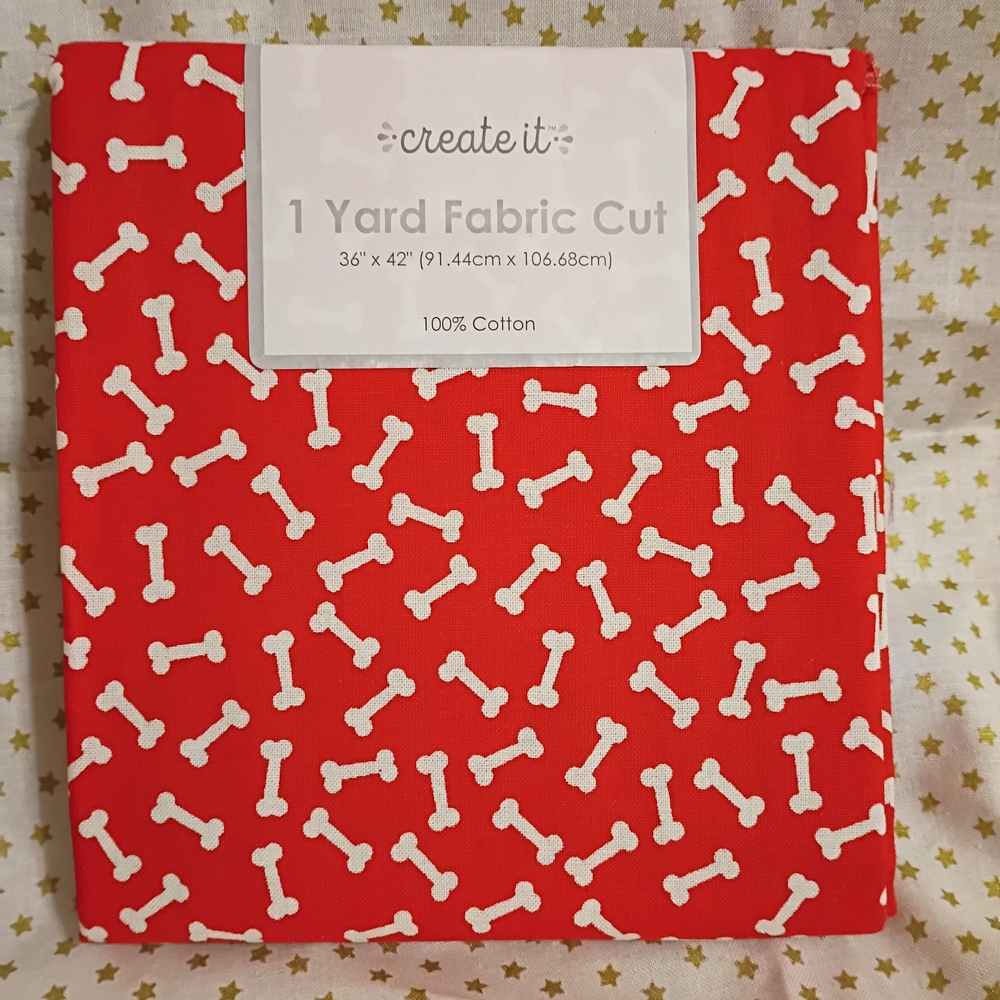 Red Fabric with White Bone Pattern 1 Yard Pre-cut Cotton Fabric
